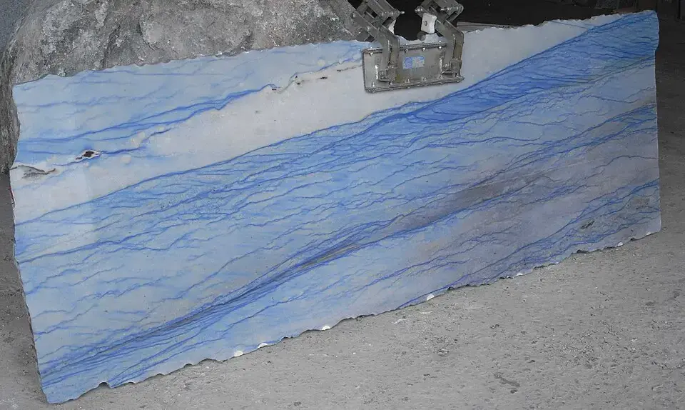 Blue Azul Macaubas quartzite slab, an example of an exotic stone